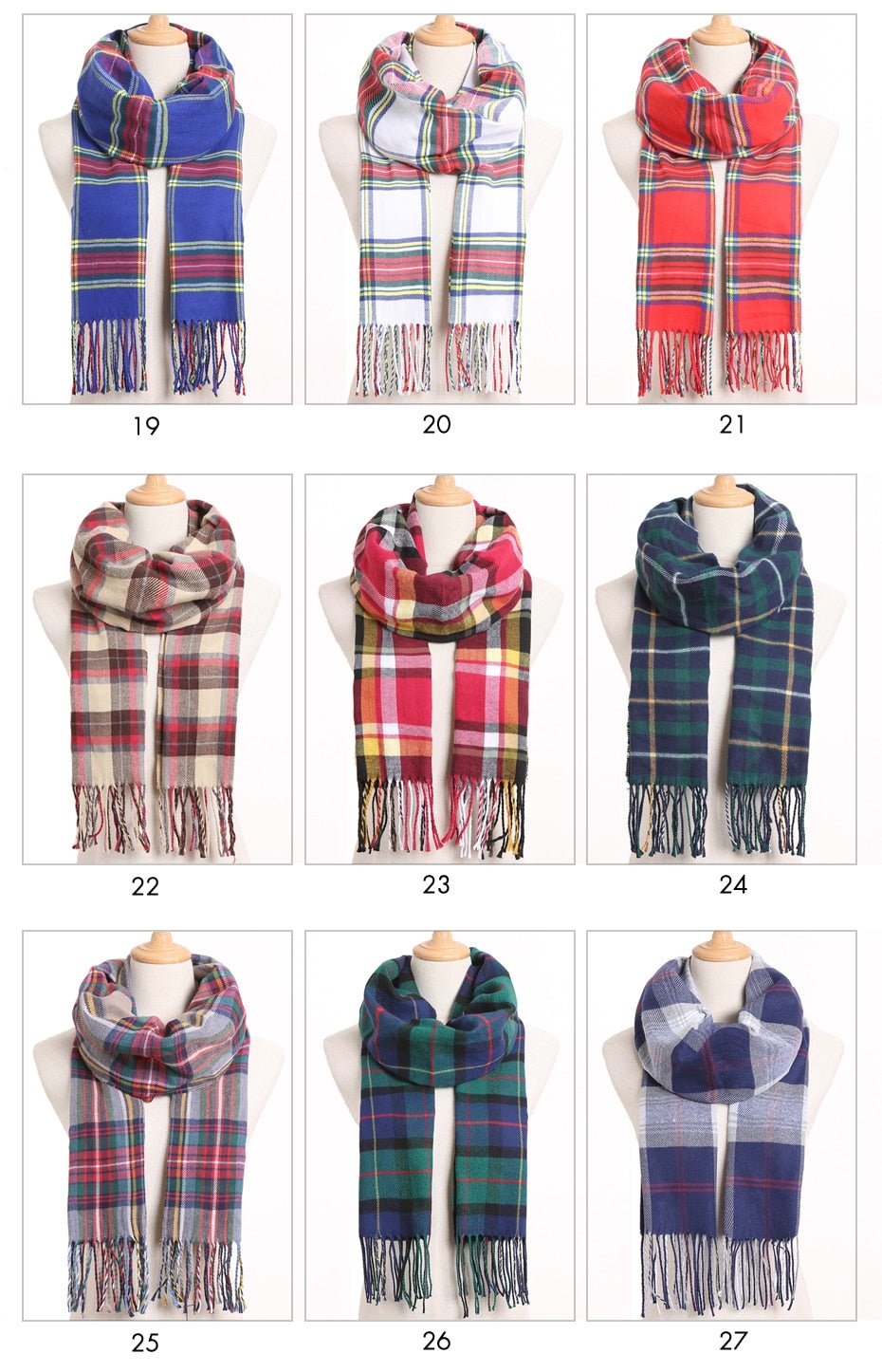 VIANOSI Plaid Winter Scarf for Women | Warm Foulard Solid Scarves | Casual Cashmere Scarfs image 8