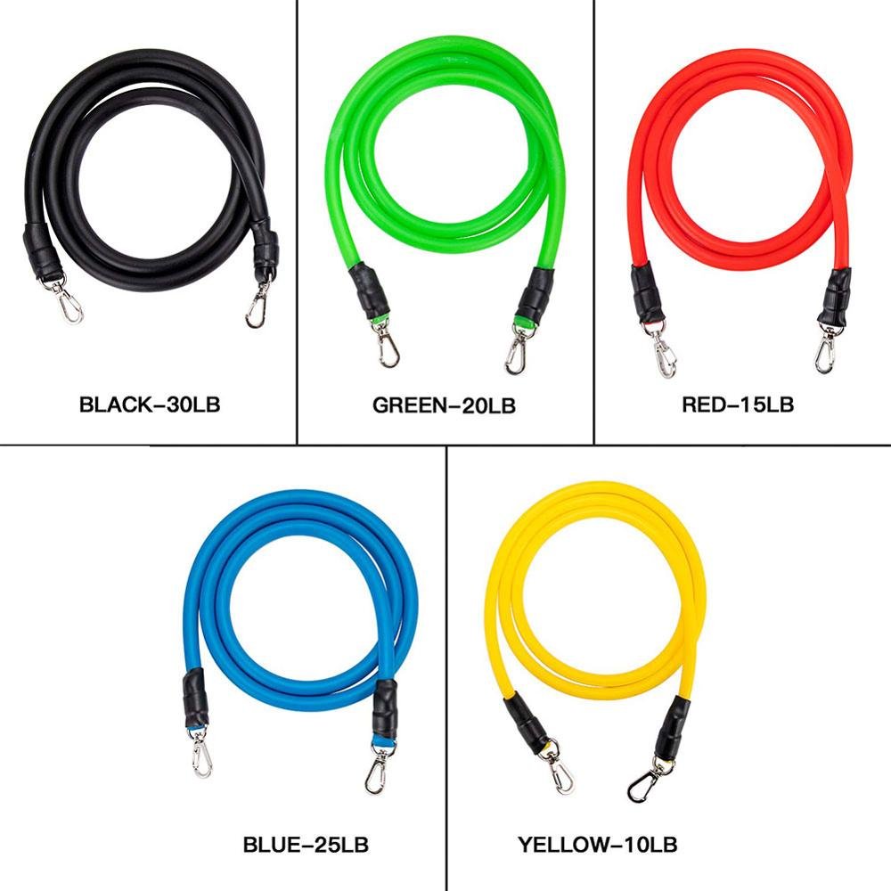 11PCS Stretch Resistance Bands Training Expander Elastic Tube Set image 9