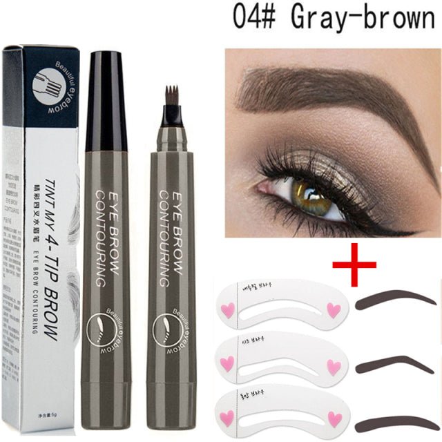 5-Color Four-Pronged Eyebrow Pencil Eyebrow Brush Split Liquid Waterproof Long-Lasting Eyebrows Enhancer Pencil Eyebrow Shadow image