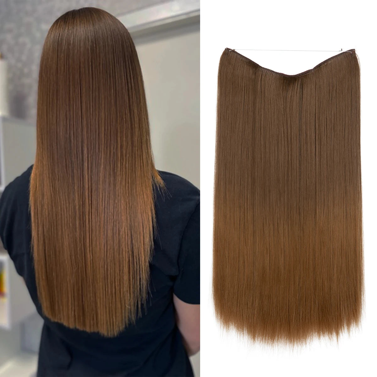 SARLA Halo Invisible Wire Synthetic Hair Extension-No Clip image 32