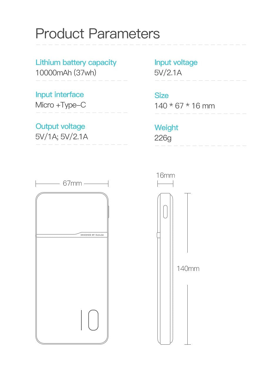 KUULAA 10000mAh Portable Charging PowerBank image 20