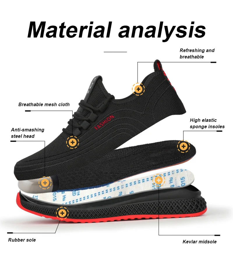 Air Mesh Steel Toe Safety Shoes – Lightweight, Breathable, Puncture-Proof Work Boots image 12