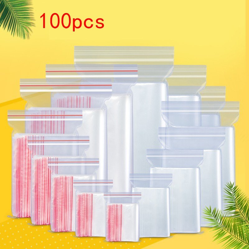 100pcs Ziplock Transparent Food Storage Package Bags image 0