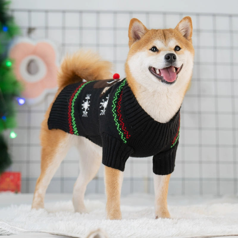 Cozy Winter Sweater for Small & Medium Dogs | Christmas Pet Clothes for Shiba Inu & Bulldogs image