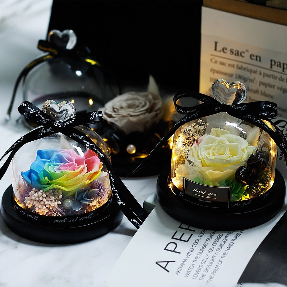 The Beauty and Beast Forever Rose Flower With Night Light in Glass Dome image 47