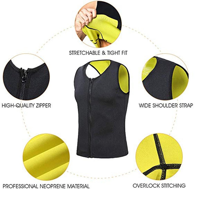 Men Neoprene Sauna Suit Hot Body Shaper Corset for Weight Loss with Zipper Waist Trainer Vest Tank Top Workout Shirt image 0