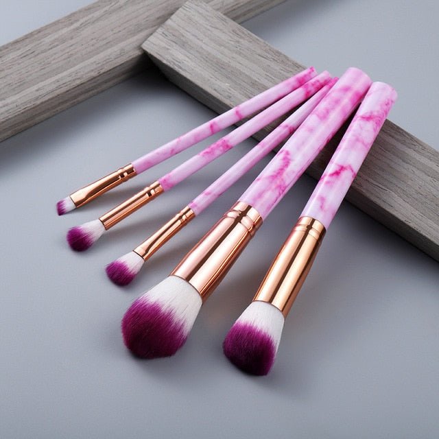 15Pcs Cosmetic Powder Eye Shadow Foundation Makeup Brushes Tool Set - 5pcs rose image