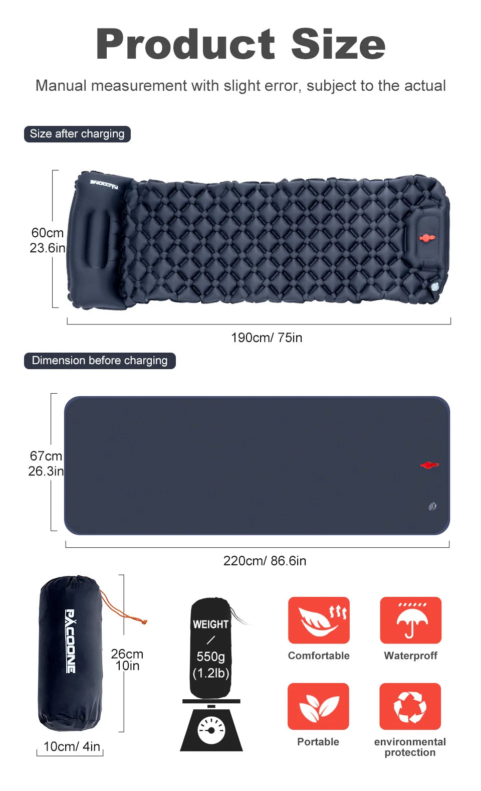 Ultralight Camping Inflatable Mattress with Pillow – Built-In Pump for Hiking & Outdoor Sleeping image 18