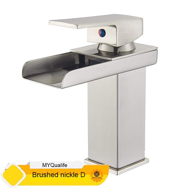 Deck Mount Waterfall Bathroom Faucet Vanity Vessel Sink Mixer Tap Cold Hot Water Tap image 19
