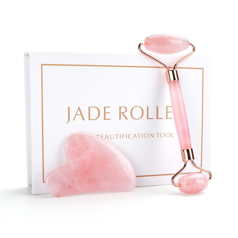 Rose Quartz Roller Slimming Face Massager | Natural Jade Facial Massage Roller Stone image 5