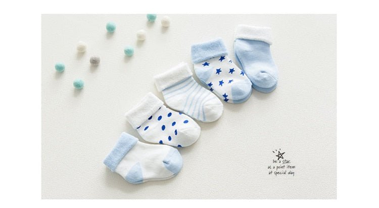 5 pair High Quality Thickened Cartoon Comfort Cotton Newborn Socks image 5