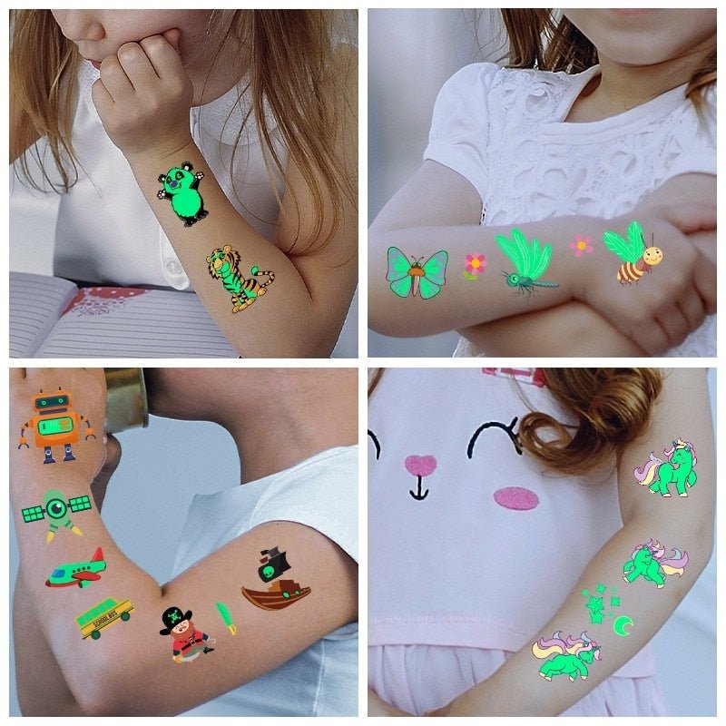 Luminous Temporary Fake Tattoos Glow Paste Mermaid Tattoo Stickers for Children Body Art image 2