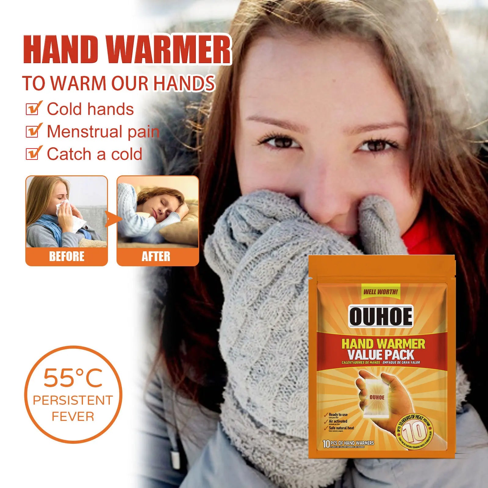 Disposable Hand & Toe Warmers ‚Äì Adhesive Self-Heating Packs for Cold Protection image 1