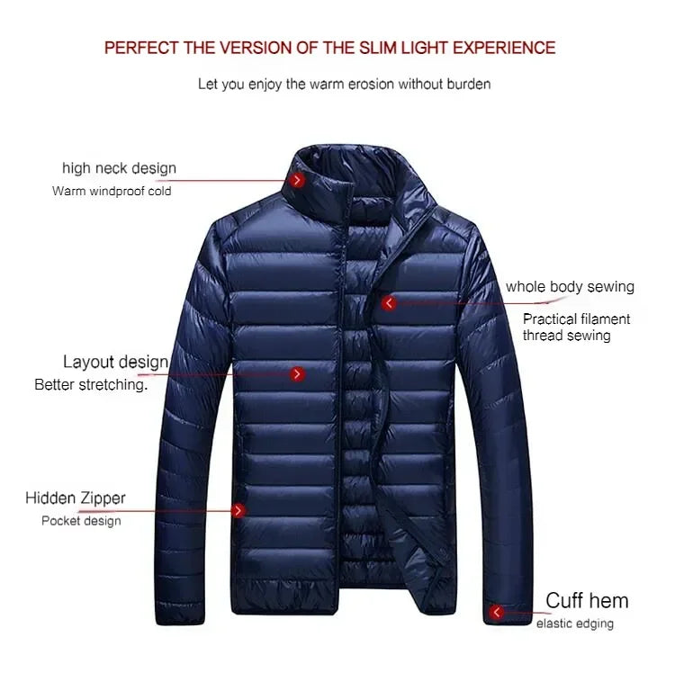 Ultra-Light Waterproof White Duck Down Jacket for Men | Casual & Portable Outdoor Winter Coat image 9