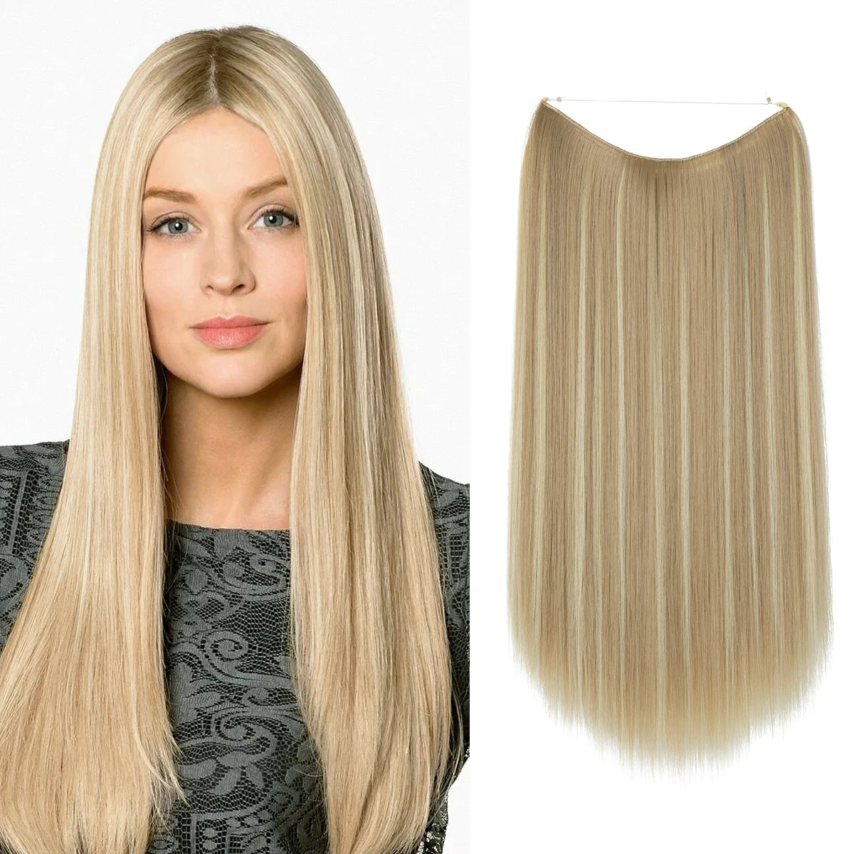 SARLA Halo Invisible Wire Synthetic Hair Extension-No Clip image 2