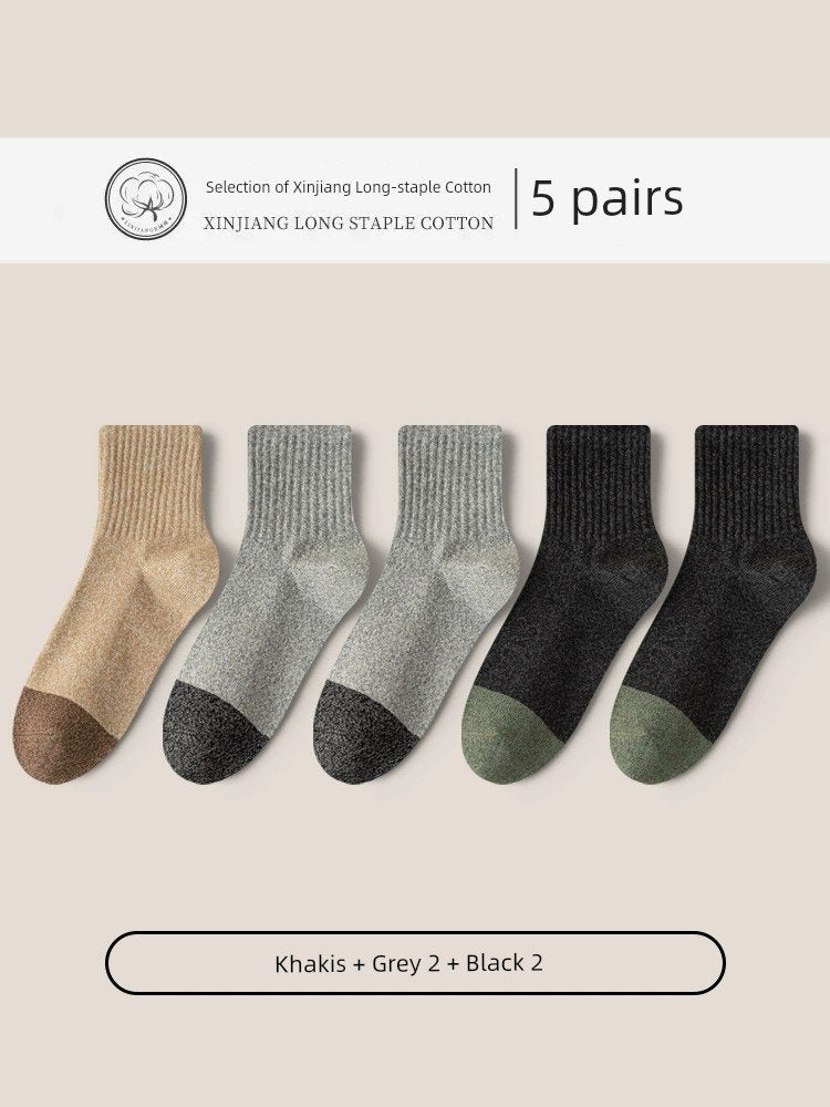Socks Men's Pure Cotton Sweat Absorbing Breathable Spring, Autumn and Winter Socks image