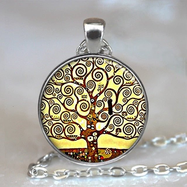 Tree Of Life Glass Cabochon Statement Necklace & Pendant Jewelry image 0