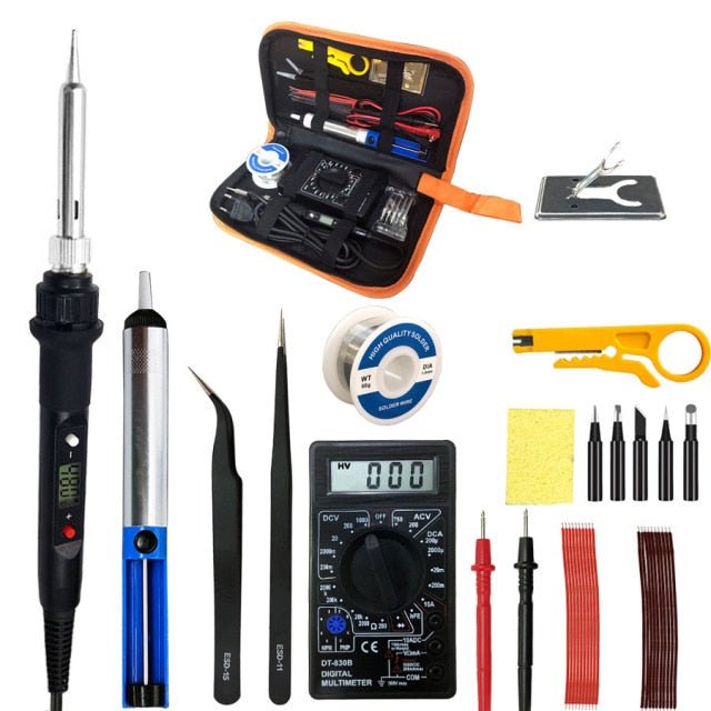 80W Digital Electric Soldering Iron 220V 110V Temperature Adjustable LCD display Solder welding iron tool kit - 220V EU plug, 80W black set2 image