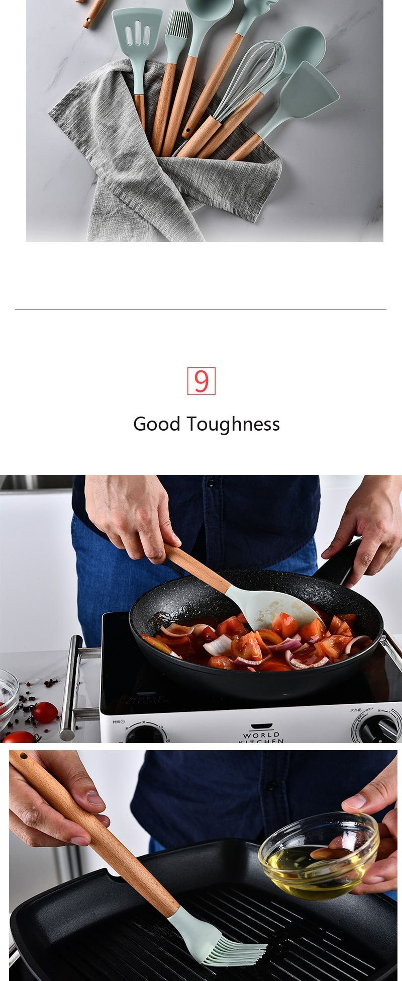 Heat Resistant Non-Stick Silicone Kitchenware Cooking Utensils Set With Storage Box Tools image 33