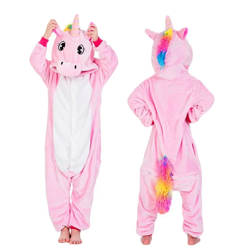 Kigurumi Children‚Äôs Animal Pajamas | Unicorn, Panda, Cat Winter Flannel Pajamas image