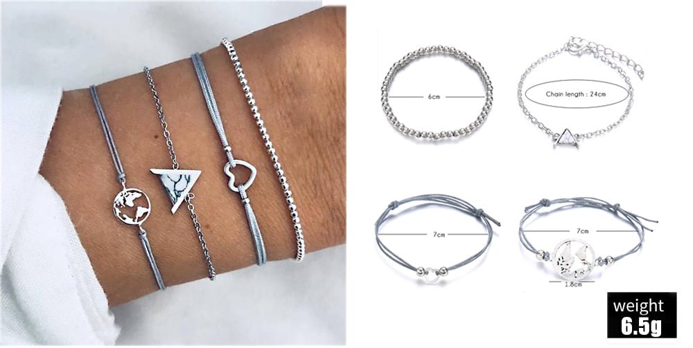 Turtle Heart Pearl Wave LOVE Crystal Marble Charm Bracelets for Women image 18