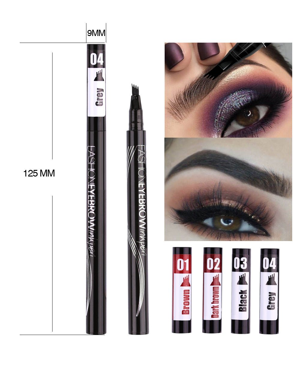 Waterproof Natural Eyebrow Pen Four-claw Eye Brow Tint Makeup three Colors Eyebrow Pencil Brown Black Grey Brush Cosmetics image 21