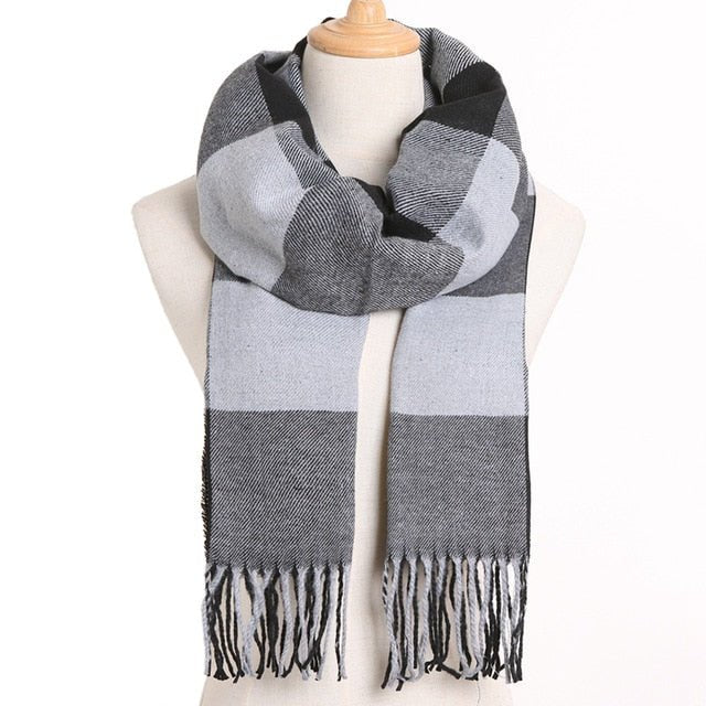 VIANOSI Plaid Winter Scarf for Women | Warm Foulard Solid Scarves | Casual Cashmere Scarfs - 07, 190CM X 35CM image
