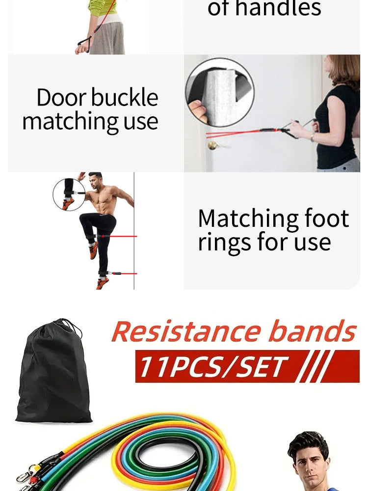 11pcs TPE Elastic Resistance Fitness Band Pull Set image 11