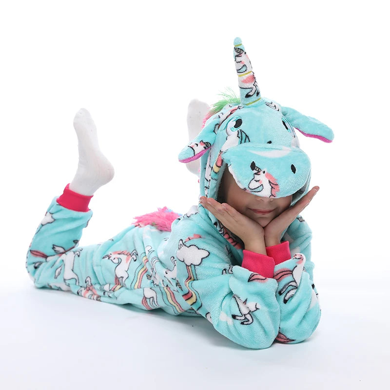 Kigurumi Children‚Äôs Animal Pajamas | Unicorn, Panda, Cat Winter Flannel Pajamas image 32