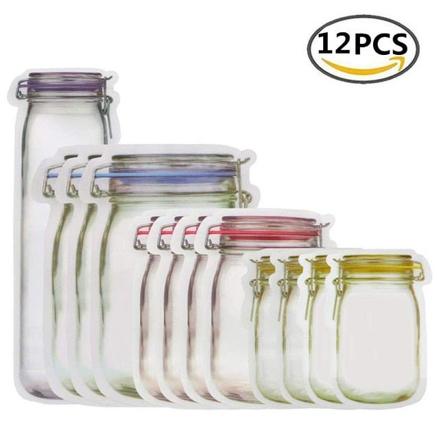 Reusable Mason Jar Bottles Storage Bags - 12pcs image
