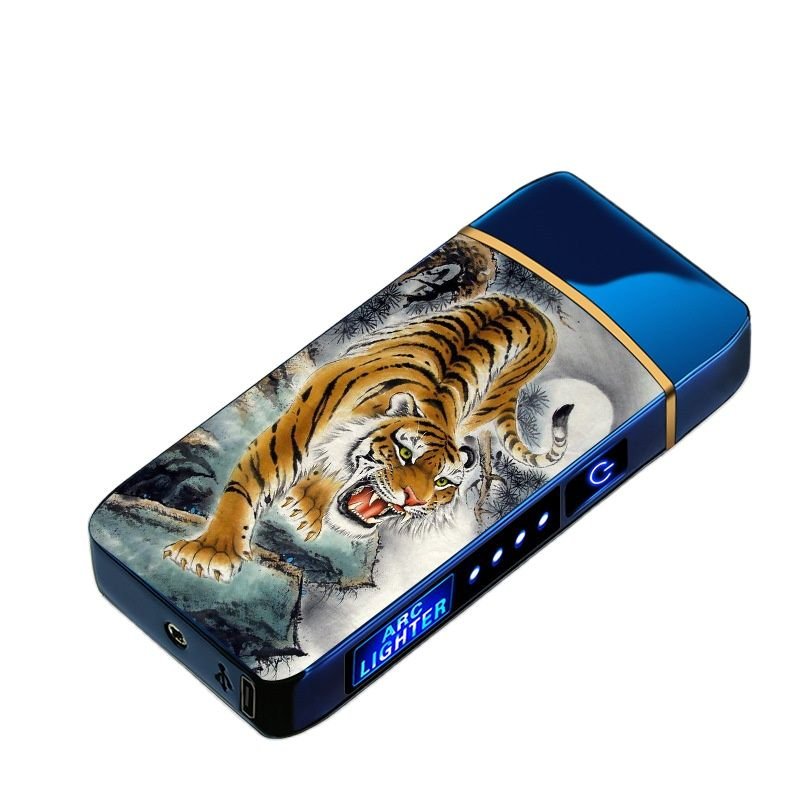 New Double Plasma Windproof Electric Arc Cigarette Lighter - B8-Tiger image