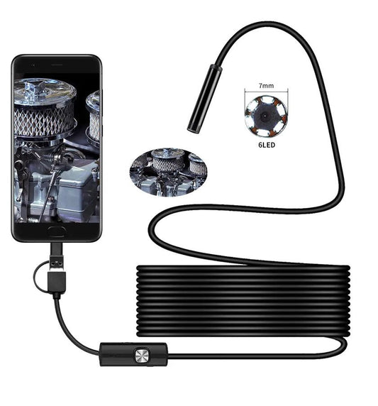5.5mm Sewer Industrial Endoscope Piping Endoscopy Type C Flexible Snake Mini Camera 3 in 1 Automotive Borescope for Android image 0