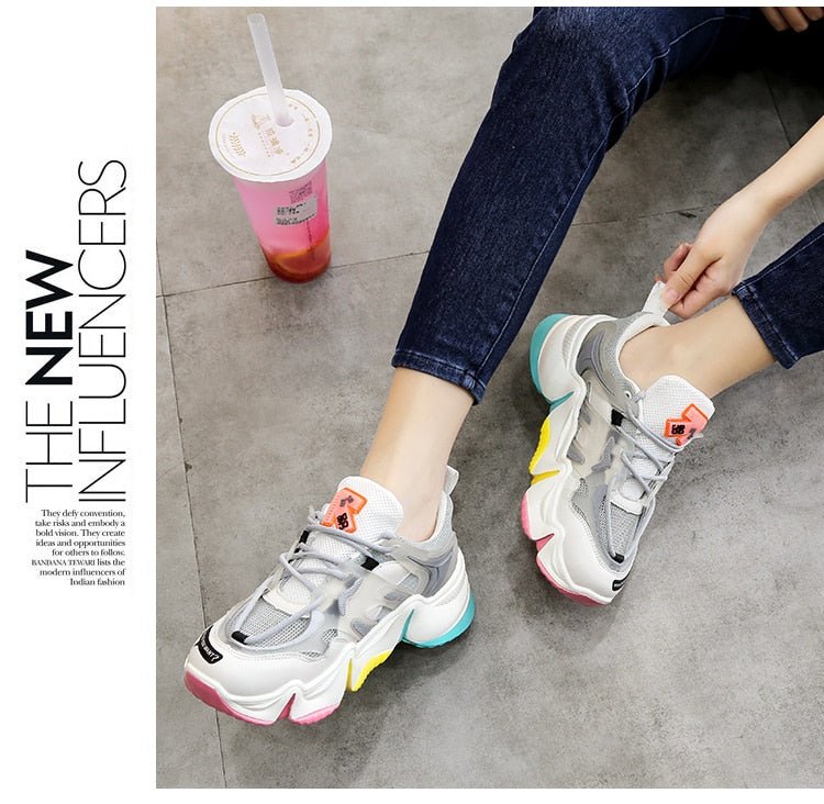 Women Vulcanize Breathable Rainbow Color Fashion Casual Sneakers image 20