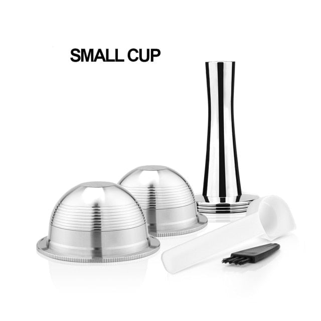 Stainless Steel Refillable Reusable Coffee Capsule Pod Set For Nespresso Vertuo Plus /Vertuoline GCA1 /Delonghi ENV135 image