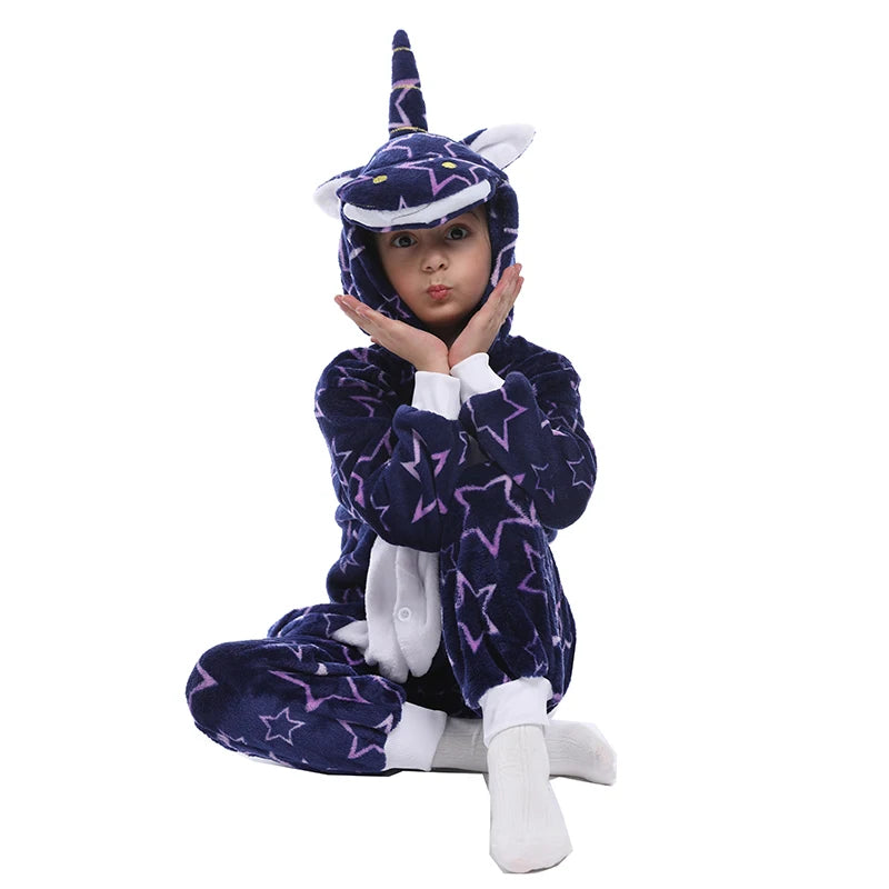 Kigurumi Children‚Äôs Animal Pajamas | Unicorn, Panda, Cat Winter Flannel Pajamas image 40