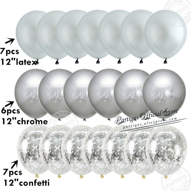 20pcs Confetti Chrome Birthday Party Decors Wedding Decoration New Year Balloon Set image