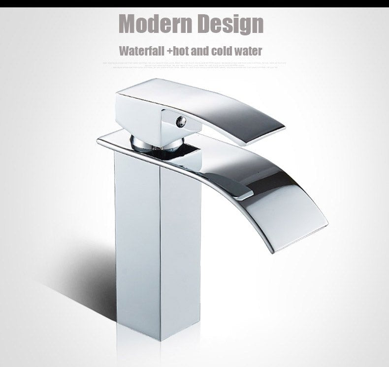 Deck Mount Waterfall Bathroom Faucet Vanity Vessel Sink Mixer Tap Cold Hot Water Tap image 8