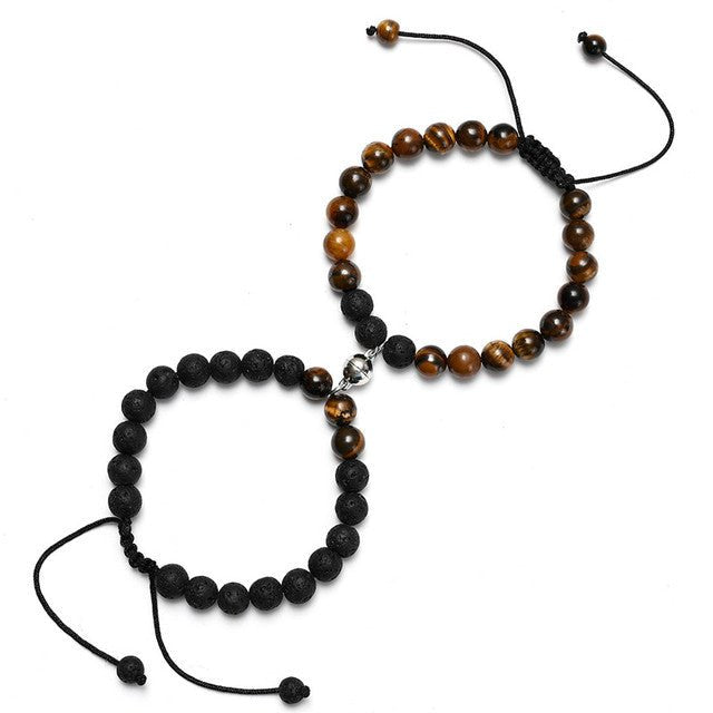 2Pcs/Set Couples Classic Natural Stone Beaded Bracelets image 0