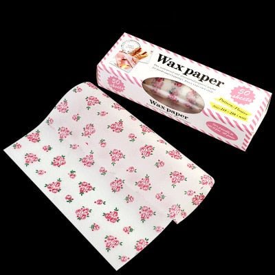 50Pcs/Lot Wax Paper Food Grade Grease Paper Food Wrappers |Wrapping Paper For Bread Sandwich Burger Fries | Oilpaper Baking Tools - Rose with Box image