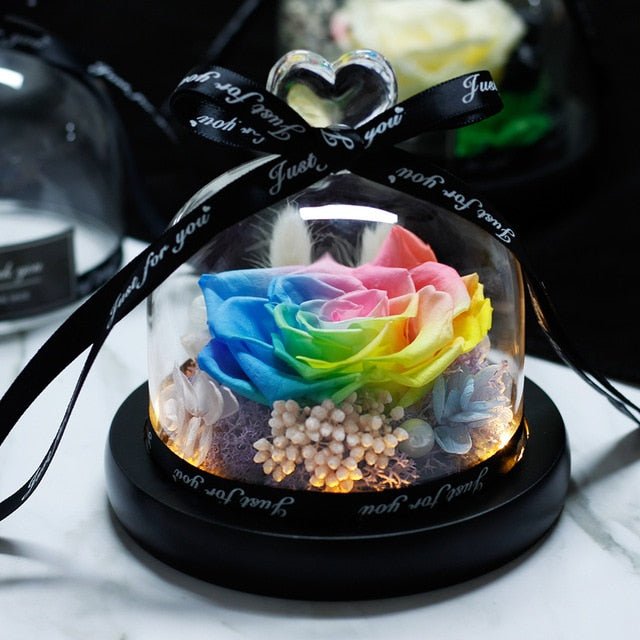 The Beauty and Beast Forever Rose Flower With Night Light in Glass Dome - 012 image