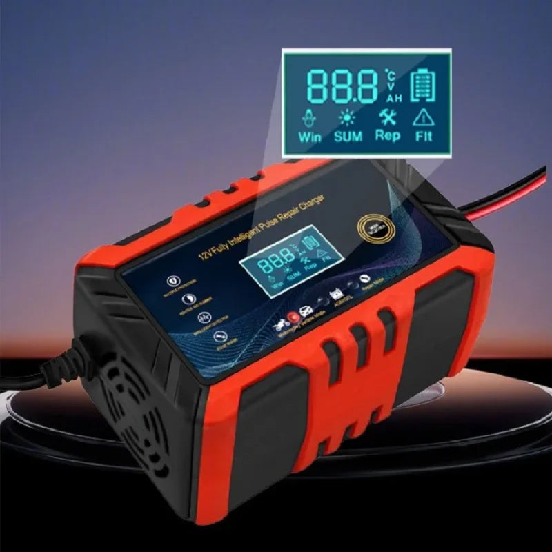 Car Battery Charger Intelligent Pulse Repair LCD Display 12V Car Battery Motorcycle Battery Charging Battery Repair Charger image 0