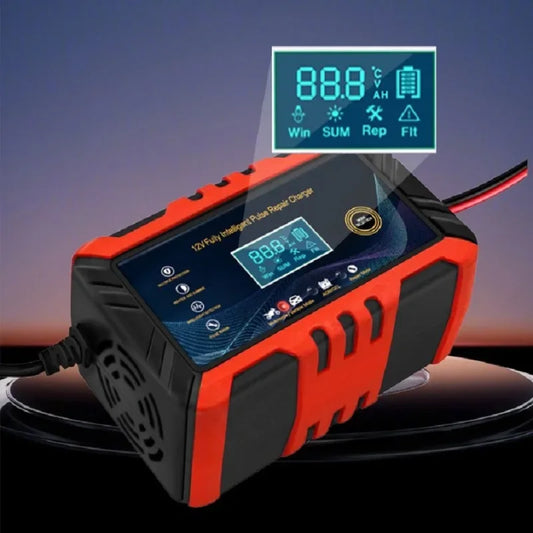 Car Battery Charger Intelligent Pulse Repair LCD Display 12V Car Battery Motorcycle Battery Charging Battery Repair Charger image 0