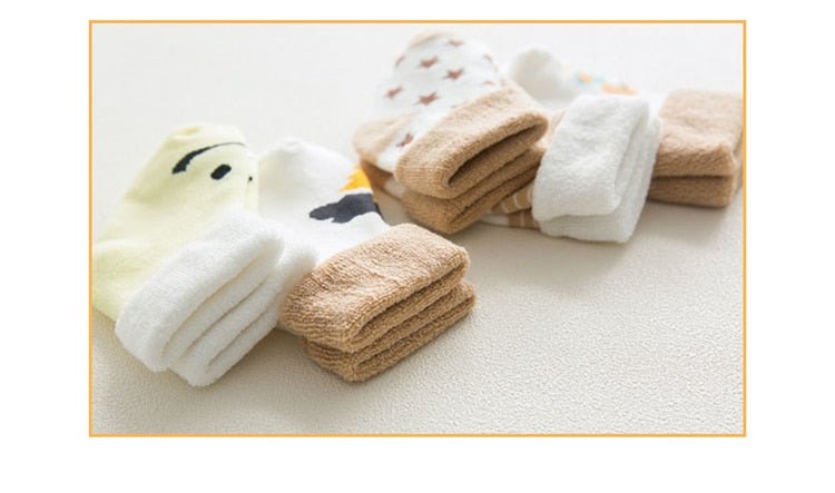 5 pair High Quality Thickened Cartoon Comfort Cotton Newborn Socks image 20