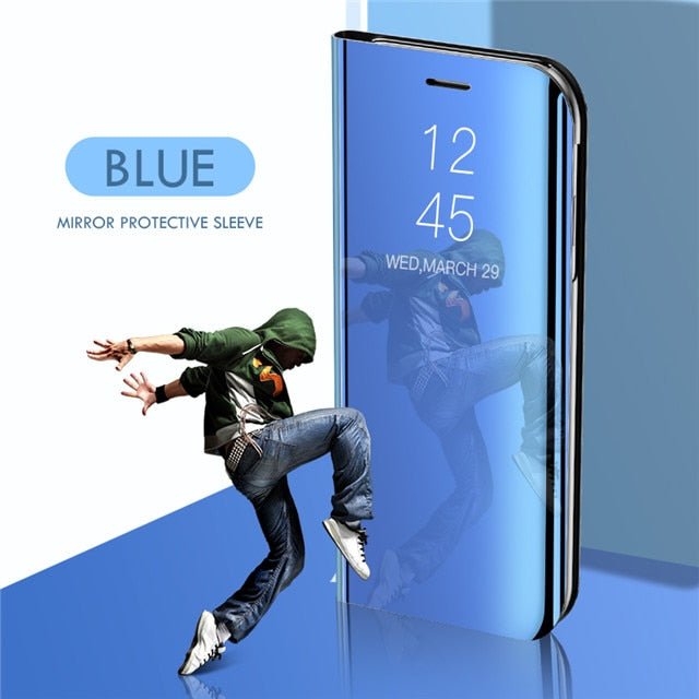 Smart Mirror Flip Case For Samsung Galaxy A51 A71 A50 A30 A10 A20 A40 A70 A10s A30s A20e Note 10 8 9 S10 S6 S7 S8 S9 Plus Cover - Blue, Note 10 Pro image