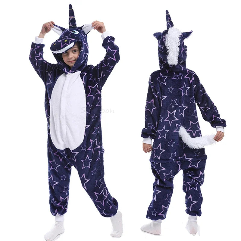 Kigurumi Children‚Äôs Animal Pajamas | Unicorn, Panda, Cat Winter Flannel Pajamas image