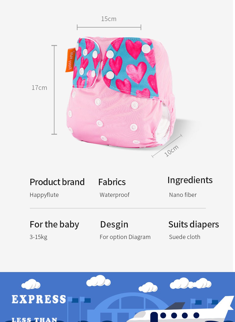 Happyflute Reusable and Washable Eco-Friendly Cloth Nappy Baby Diapers 4pc/set image 21