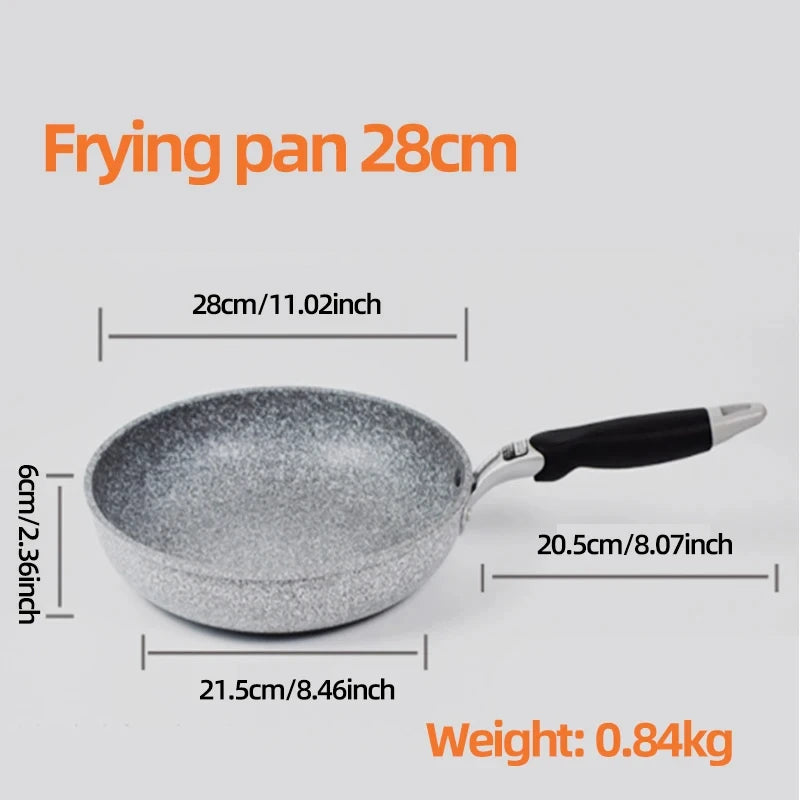 Durable Stone Frying Pan28/26/24/20cm Wok | Non-stick Pan Skillet Cauldron Induction Cooker Pans | Pancake Egg Gas Stove - 28cm Frying pan image