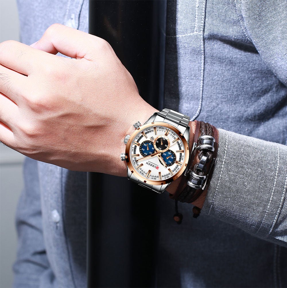 Mens Classy Watch Blue Dial Stainless Steel Band Date Mens Business Male Watches Waterproof Luxuries Men Wrist Watches for Men image 12