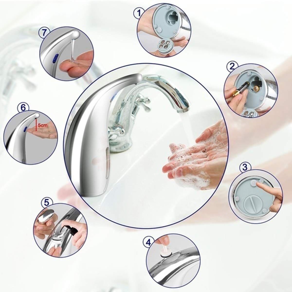 300ML Automatic Infrared Sensor Touchless Liquid Soap Dispenser For Kitchen Bathroom image 9