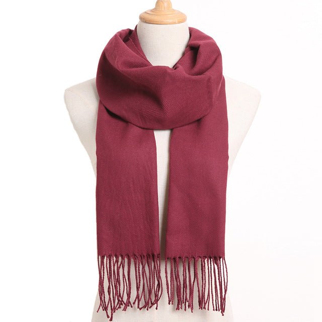 VIANOSI Plaid Winter Scarf for Women | Warm Foulard Solid Scarves | Casual Cashmere Scarfs - 59, 190CM X 35CM image